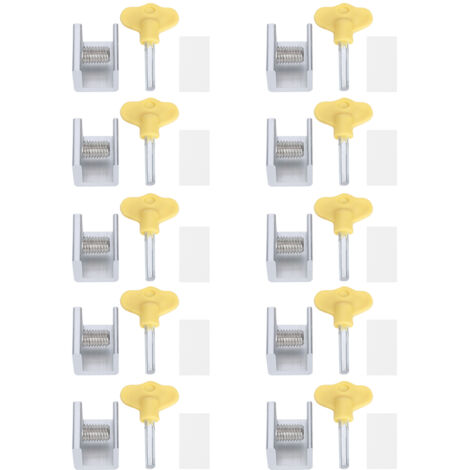 10 Set Sliding Window Safety Lock Aluminum Alloy Slide Security Lock Stopper with Keys