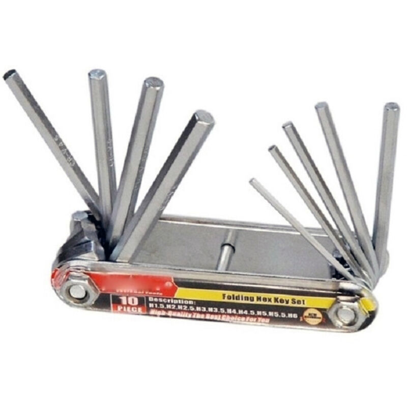 Image of Trade Shop - satz mit 10 sechskant-steckschlüssel-bits klappbare torx-taschenbits -