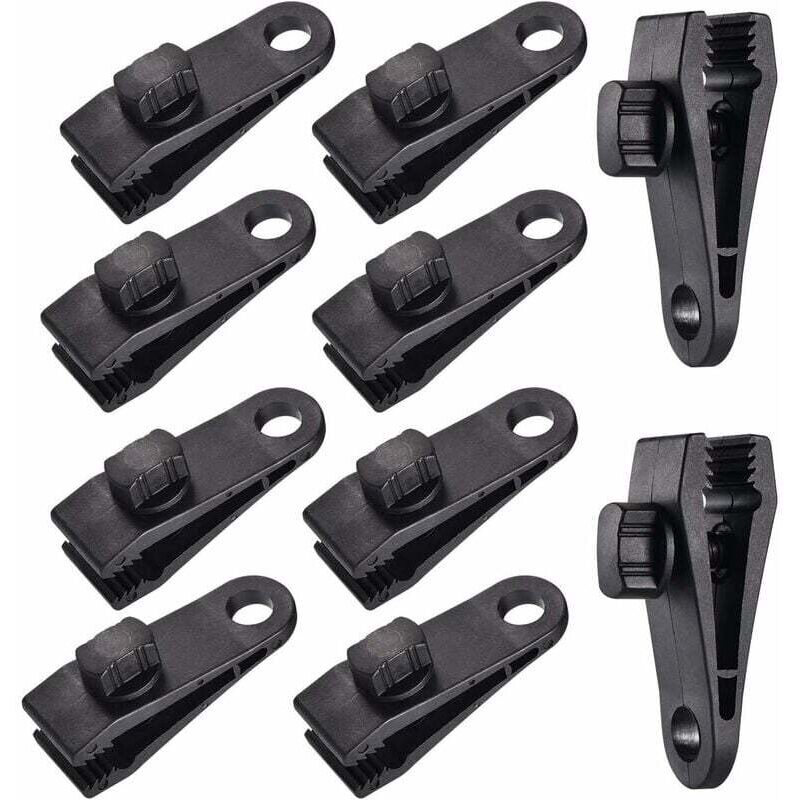 10 Sets Clip de Bâche Tente Pince Bâche Auvents Clip , Pince à Bâche, Pince pour Tente, pour Tente Voiture, Bâche, Auvents, Camping,le noir, - Ahlsen