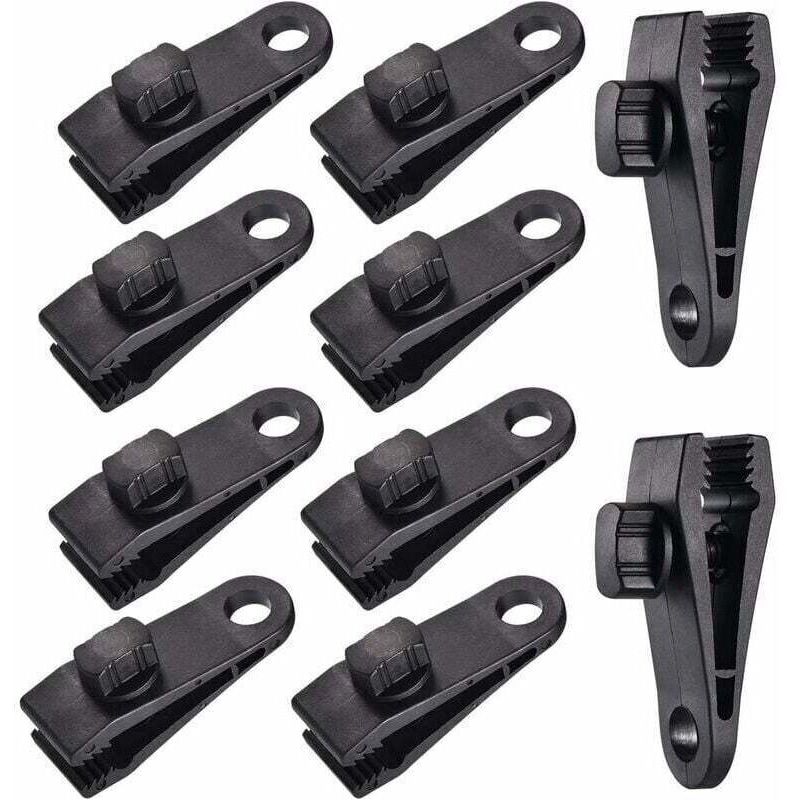 10 Sets Clip de Bâche Tente Pince Bâche Auvents Clip , Pince à Bâche, Pince pour Tente, pour Tente Voiture, Bâche, Auvents, Camping，le noir,