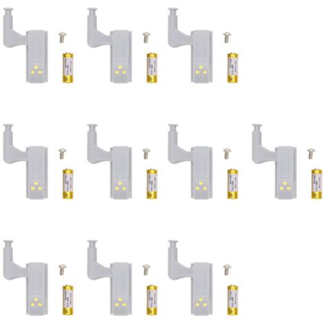 10 Sets hochheller ABS-LED-Klappleuchten mit 3 LEDs, warmweiße Schrank- und Kleiderschrankbeleuchtung