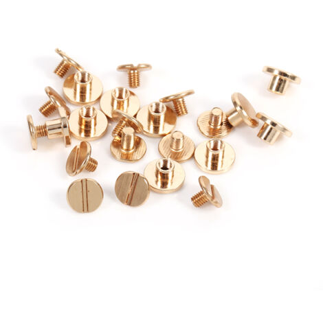10 Sets mit 5/6,5/8 mm vergoldeten Messing-Schraubnägeln für Ledergürtelnieten und DIY-Projekte