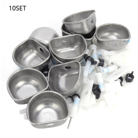 10 Sets Stainless Steel Rabbit Drinker Drinking Water Bowl Feeding Accessories for Marten FoxSplit Tee Connector