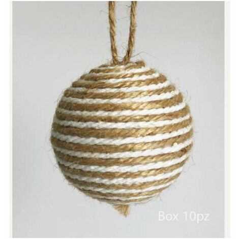 10 sfere palle decorate per albero natale Ø6 cm - colore beige/bianco