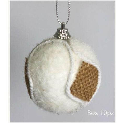 10 sfere palle decorate per albero natale Ø6 cm - colore bianco/marrone