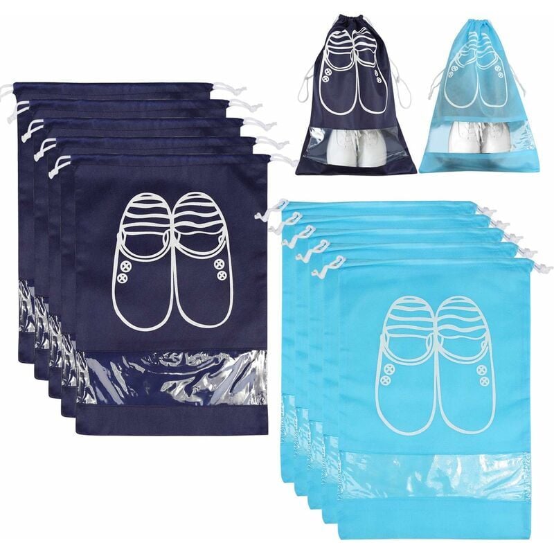 10 shoe bag storage bag bag shoe bag shoe bag shoe care cloth bag travel bag (large, 5 blue and 5 light blue)