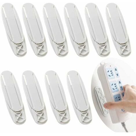 10 soportes de pared para regleta, soportes autoadhesivos para regleta, fijación de plástico para regleta, para enchufes.