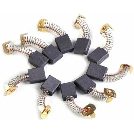 10 spazzole di carbone per spazzole motore per motore elettrico (6 x 16 x 18 mm) nero e oro-