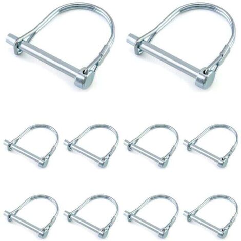 10 spille di sicurezza a forma di D in acciaio al carbonio zincato per giardini e rimorchi (6 x 50 mm)
