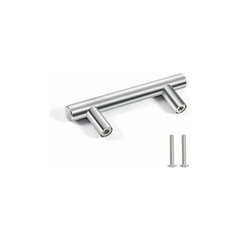 Aiperq - 10 Stainless Steel Door Handles - Furniture Handles, Cupboard Handles with Screws - Silver, 64mm Center Distance