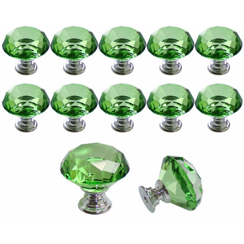 10 Stück 30 mm Glas-Schrankknöpfe Kristall-Diamant-Zuggriff für Schubladen, Kommode, Schrank, Küche, grün | 06286500440902 10 Stück 30 mm Glas-Schrankknöpfe Kristall-Diamant-Zuggriff für Schubladen, Kommode, Schrank, Küche, grün | 06286500440902