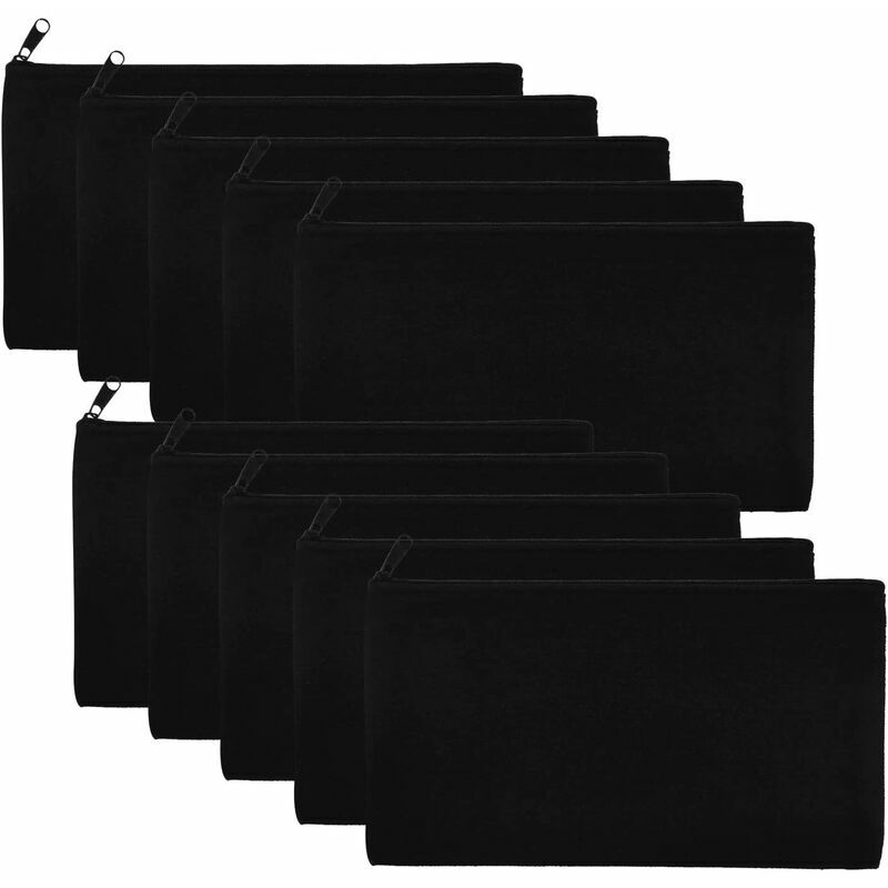 10 Stück Blanko-Leinwand-Organizer, Damen-Kosmetikkoffer, Mitteltasche, Ordner (Schwarz) | 07634066168508 10 Stück Blanko-Leinwand-Organizer, Damen-Kosmetikkoffer, Mitteltasche, Ordner (Schwarz) | 07634066168508