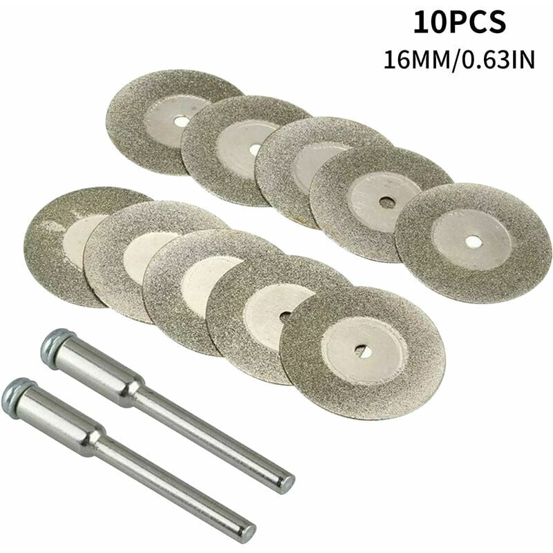 10 Stück Diamant-Sägeblätter mit 2 Verbindungsschäften, Trennscheiben für Dremel-Rotationswerkzeug, 16 mm – 16 mm | 07634062347709 10 Stück Diamant-Sägeblätter mit 2 Verbindungsschäften, Trennscheiben für Dremel-Rotationswerkzeug, 16 mm – 16 mm | 07634062347709