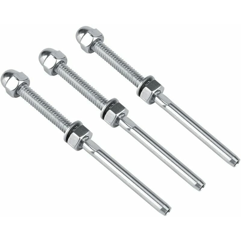 10 Stück Kabelgeländersystem Gewindeanschluss Bolzenende für 1/8 Kabelgeländer Rig Handstanze Edelstahl Drahtseilspanner | 07634066303558 10 Stück Kabelgeländersystem Gewindeanschluss Bolzenende für 1/8 Kabelgeländer Rig Handstanze Edelstahl Drahtseilspanner | 07634066303558