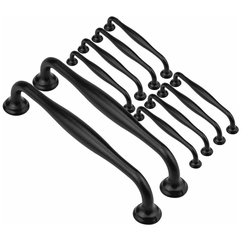 10 Stück Küchengriffe 128 mm, schwarze Möbelgriffe, Schranktürgriffe, Schrankgriffe und Knopfgriffe für Küchenschränke Kueatily | 05768581234119