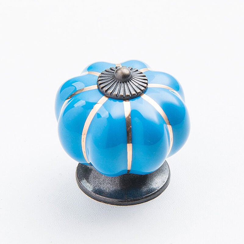 10 Stück Keramik Türgriffe Vintage Kürbis Schrank Schublade zieht Schrank Griffe Möbel Home Decoratin Schwarz Blau | 09771353317664