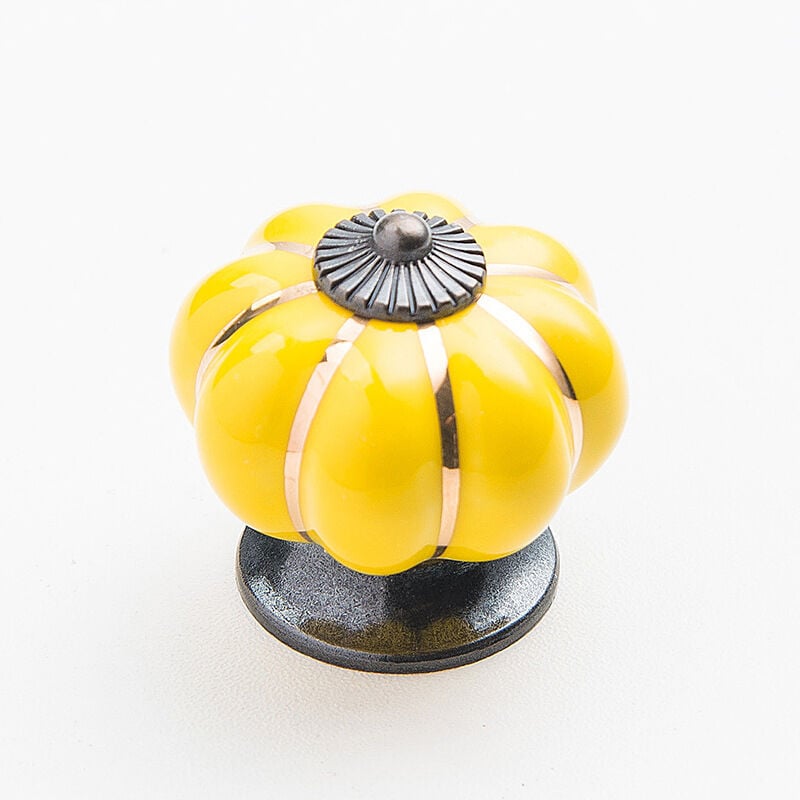 10 Stück Keramik Türgriffe Vintage Kürbis Schrank Schublade zieht Schrank Griffe Möbel Home Decoratin Schwarz Gelb | 09771353317640