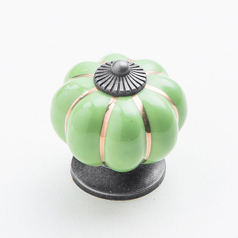 10 Stück Keramik Türgriffe Vintage Kürbis Schrank Schublade zieht Schrank Griffe Möbel Home Decoratin Schwarz Grün | 09771353317626