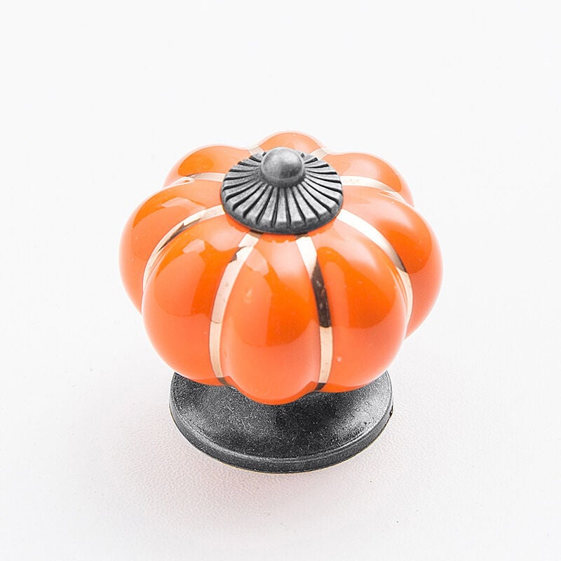 10 Stück Keramik Türgriffe Vintage Kürbis Schrank Schublade zieht Schrank Griffe Möbel Home Decoratin Schwarz Orange | 09771353317657