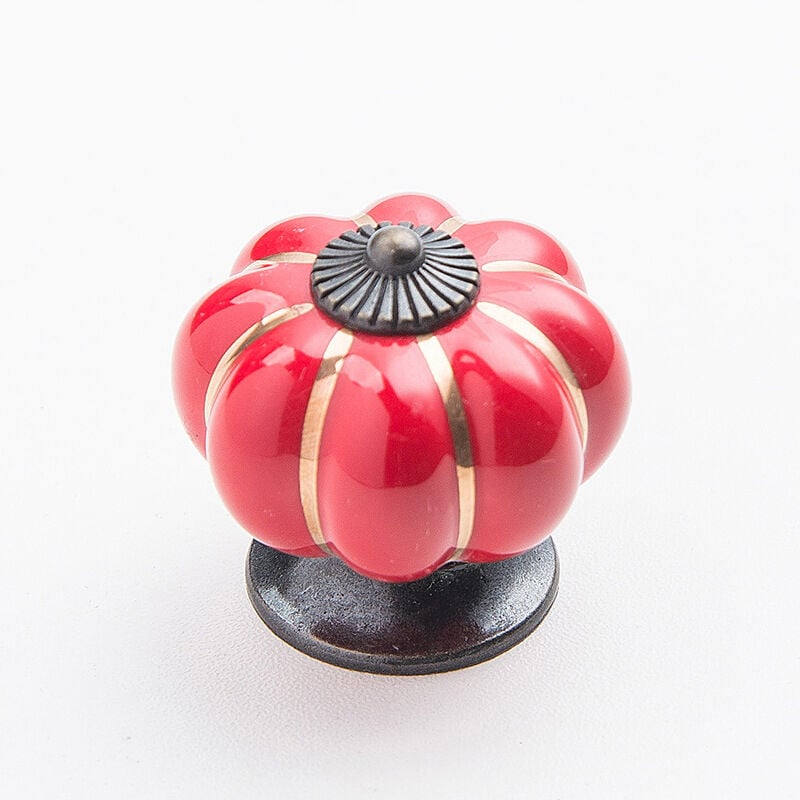 10 Stück Keramik Türgriffe Vintage Kürbis Schrank Schublade zieht Schrank Griffe Möbel Home Decoratin Schwarz Rot | 09771353317633