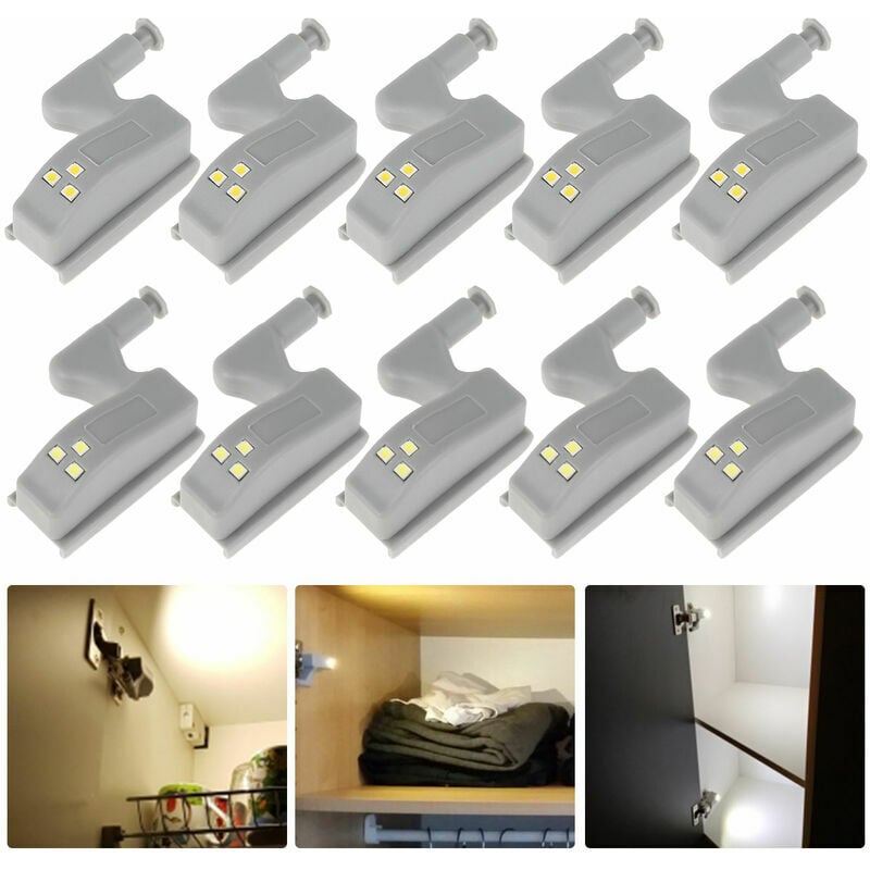 10 Stück LED-Innenscharnierlampe unter Schranklicht Universalsensor Kleiderschrank Schrank Nachtlicht | 07634066272557 10 Stück LED-Innenscharnierlampe unter Schranklicht Universalsensor Kleiderschrank Schrank Nachtlicht | 07634066272557