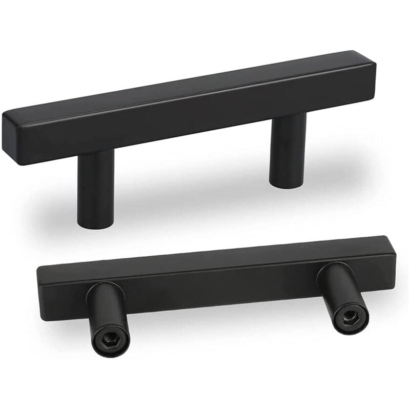 10 Stück Möbelgriffe Schwarz Schrankgriffe aus Edelstahl Durchmesser 12mm Schubladengriffe mit Schrauben – 128mm | 08131010842686