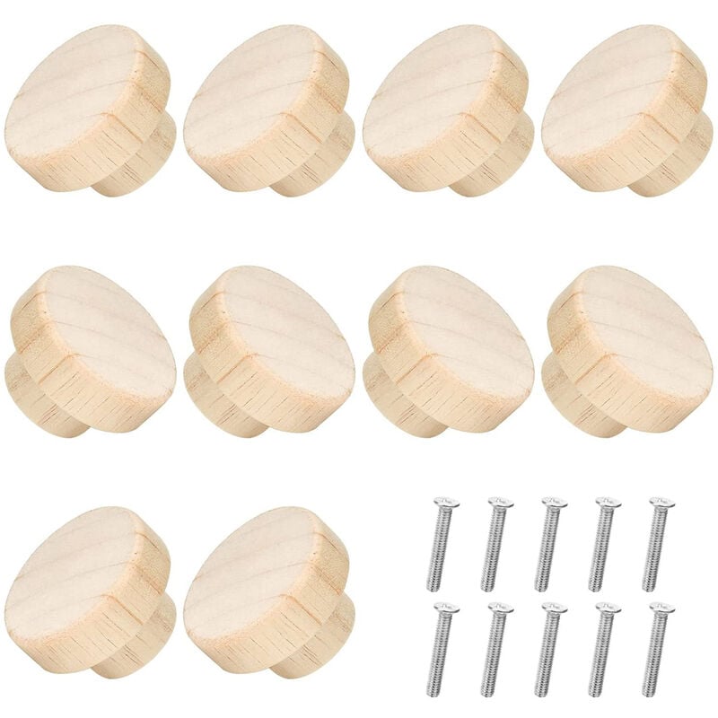 10 Stück Schubladenknöpfe aus Naturholz 30mm Runde Möbelgriffe für Schränke Schublade mit Schrauben | 08131010835862 10 Stück Schubladenknöpfe aus Naturholz 30mm Runde Möbelgriffe für Schränke Schublade mit Schrauben | 08131010835862