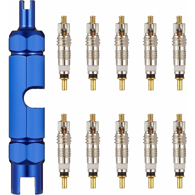 10 Stück Presta-Ventileinsätze Presta-Ventileinsätze mit 1-teiligem Ventileinsatz-Entfernerwerkzeug Französische Ventileinsätze | 05459996781793