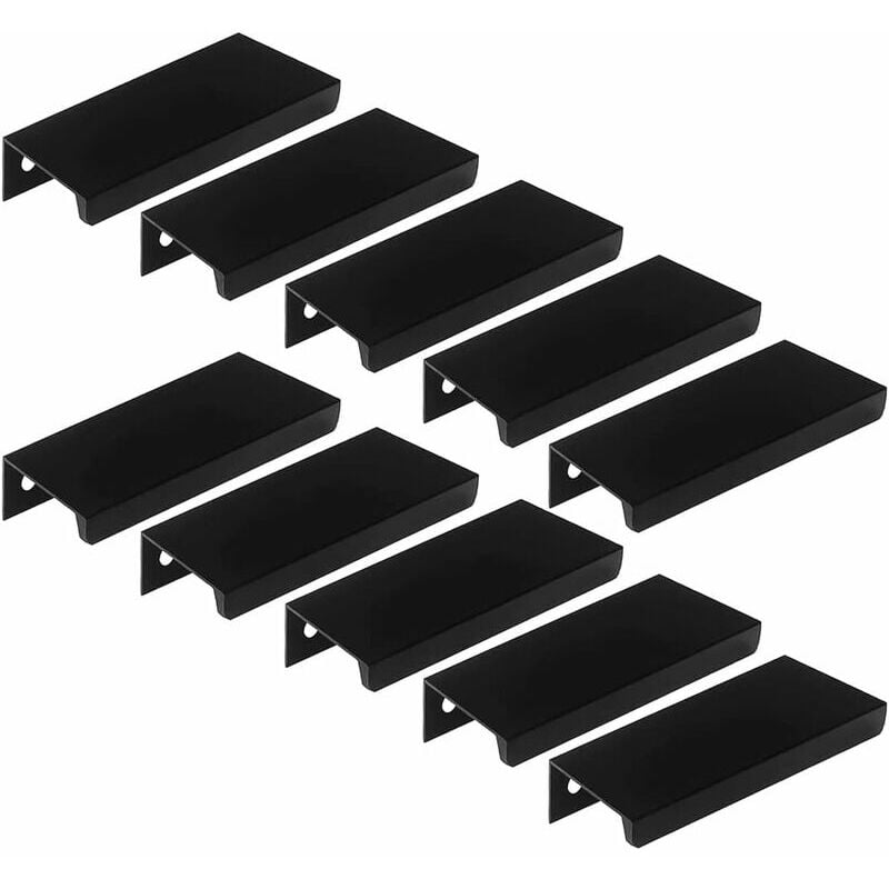 10 Stück schwarzer Möbelgriff, unsichtbarer Küchengriff, Griffmittenabstand aus Aluminiumlegierung 128 mm | 07634066168546 10 Stück schwarzer Möbelgriff, unsichtbarer Küchengriff, Griffmittenabstand aus Aluminiumlegierung 128 mm | 07634066168546