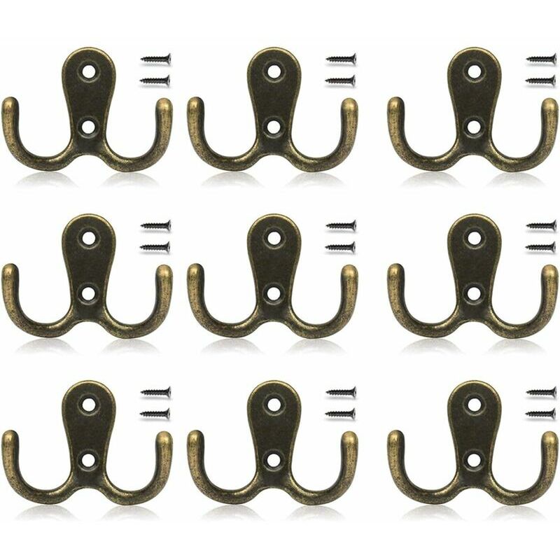 10 Stück Vintage-Haken, Retro-Metallhaken, Doppelwandhaken, Zinklegierungshaken, Badezimmer-, Mantel-, Hut- und Küchenhaken, Schlafzimmerhaken und | 07634066042419