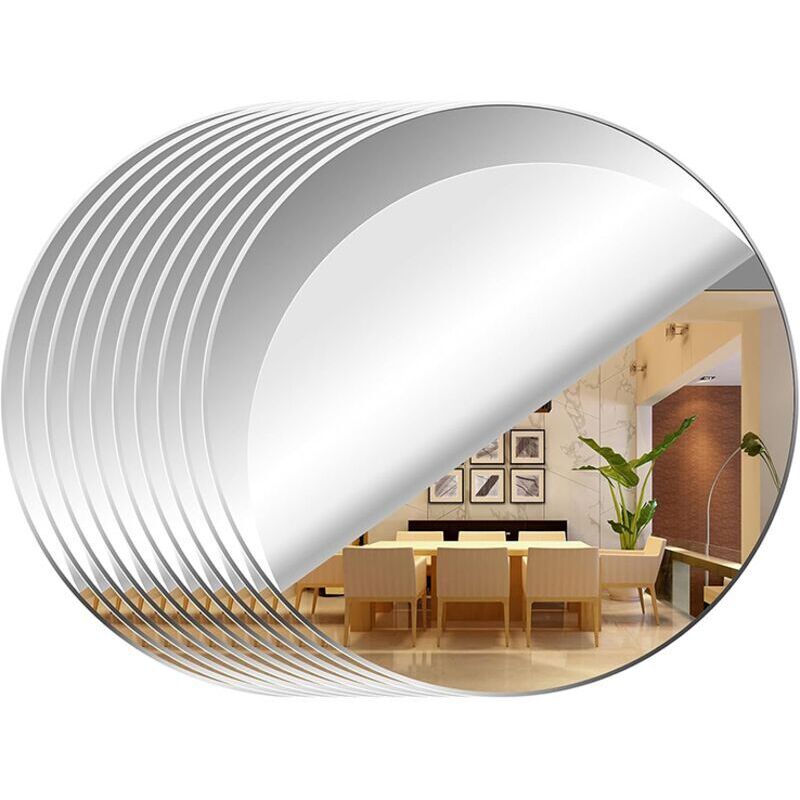 10 stickers muraux décoratifs en acrylique effet miroir, stickers muraux flexibles, adaptés aux salles de bains, salons et chambres (15 cm).