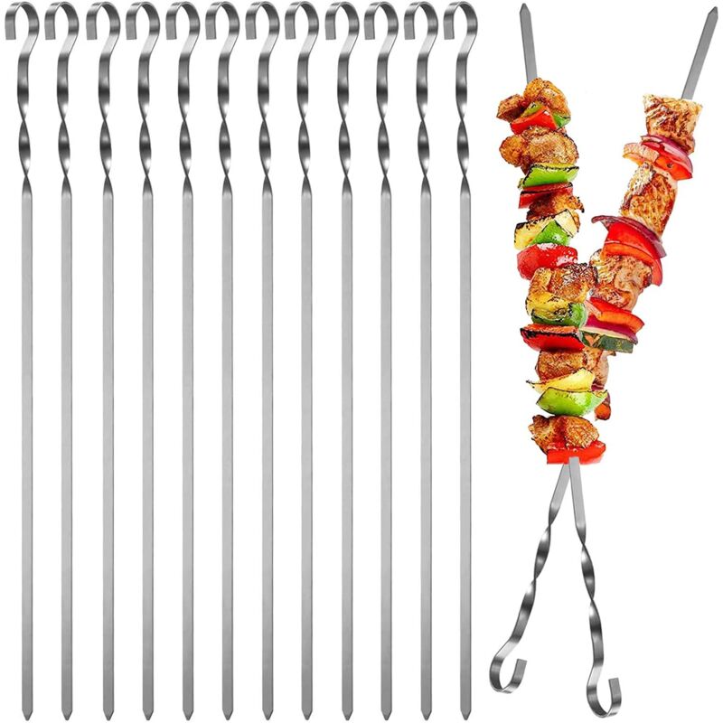 Fei Yu - 10 bâtons de brochettes en acier inoxydable, brochettes pour barbecue