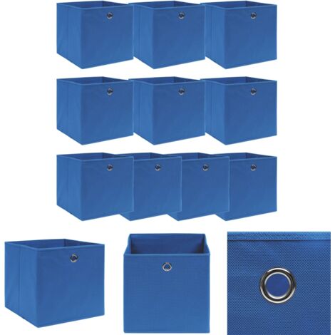10 Stk. Aufbewahrungsboxen，Werkzeugaufbewahrung，Lagerbox Blau 32×32×32 cm Stoff CIW69636BonneVie