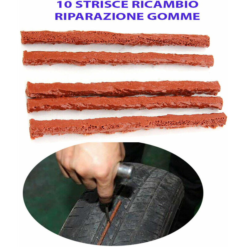 Image of 10 strisce ricambio kit riparazione foratura ripara gomme pneumatici tubeless