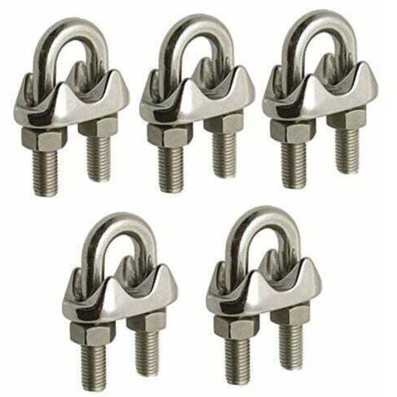 Image of 10 Stück InoXA4 Steigbügelkabelklemmen für 6 mm Stahl-/Edelstahlkabel - Kabelklemmen