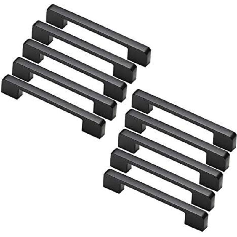 10 Möbelgriffe, 128 mm Lochabstand – schwarze Küchentürgriffe, Stangengriffe, schwarze Küchengriffe