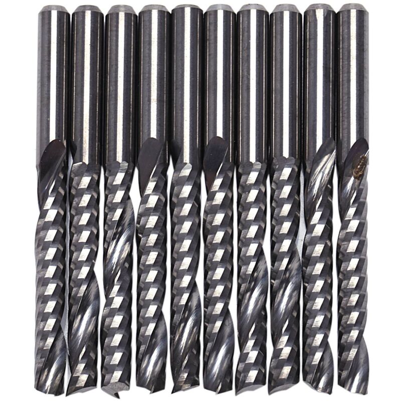 Image of Tlily - 10 Stücke Cnc Fräser 3,175X22 Mm Einzelne Flöte Spiral Carbid