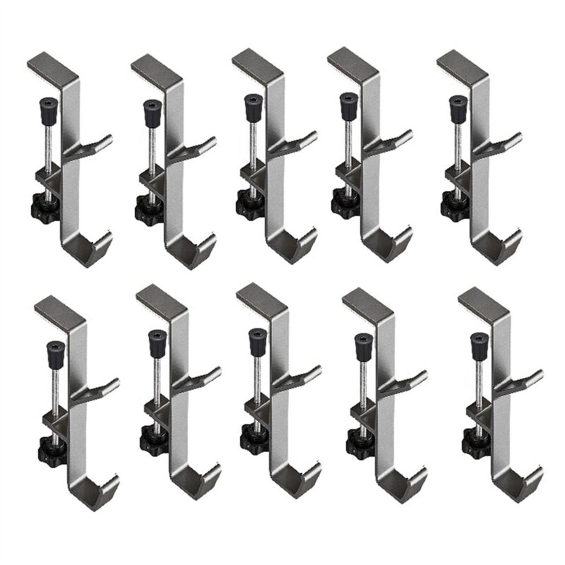 Image of 10 stücke Doppel-Schicht Locking Schreibtisch Haken Tasche Büro Mobile Seite Tisch Silber Grau