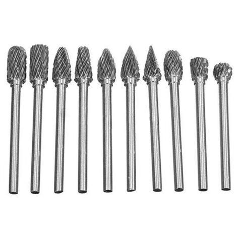 10 Stück 1/8" (3 mm) Hartmetall-Rotationsfräser zum Schneiden, Gravieren und Schleifen von Holz/Metall