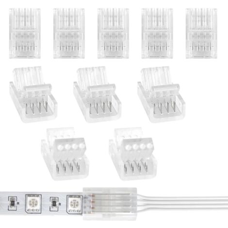 10 Stück 10 mm 4-polige LED-Stecker für LED-Streifen für 10 mm RGB-LED-Streifen 5050 3528 (Verbindung von LED-Streifen und Kabeln)