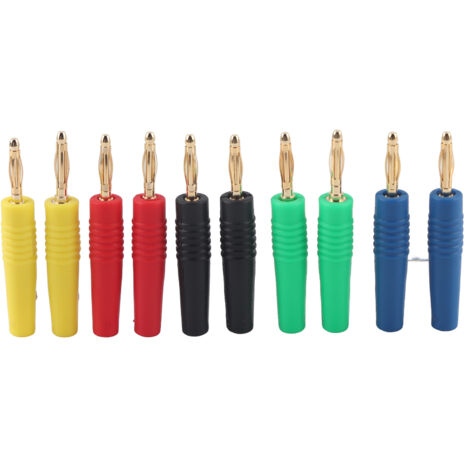 10 Stück 2 mm U49 Bananenstecker, rot, schwarz, gelb, grün, blau, Bananenstecker für elektrische Prüfkabel