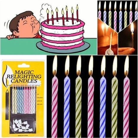 10 Stück 20 Stück Magische wiederanzündende Kerzen Streich Geburtstagsdekoration Partygeschenk Weihnachtsscherz