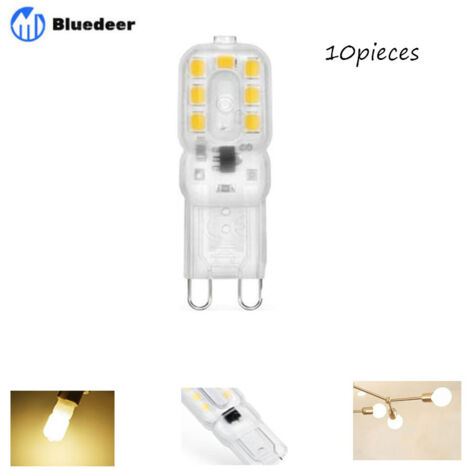 THSINDE 10 Stück 3 W G9 LED-Glühbirnen, entspricht 33 W Halogenlampen, 6000 K Tageslichtweiß, 800 lm, flimmerfrei, nicht dimmbar, energiesparende G9-Glühbirnen, 360 Abstrahlwinkel, Bluedeer