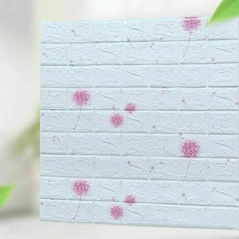 10 Stück 3D-Fliesen-Wandaufkleber, selbstklebende wasserdichte Schaumstoffplatten, 3D-Wandaufkleber, selbstklebende Polyethylen-Schaumstoff-Tapeten (Löwenzahn-Weiß)