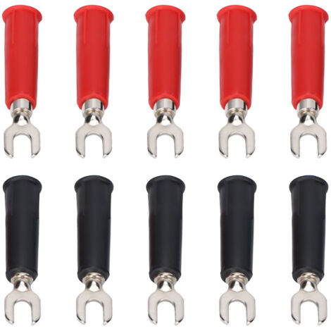 10 Stück 4 mm isolierte Gabelklemmen Typ U/Y für Drahtverbinder und Multimeter