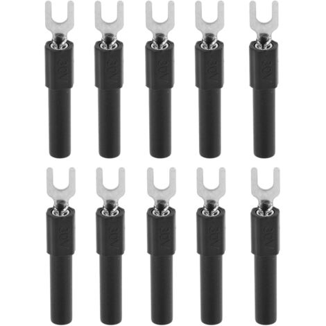 10 Stück 4-mm-U-förmige Gabelklemmen für Multimeter, schwarze Crimpverbinder