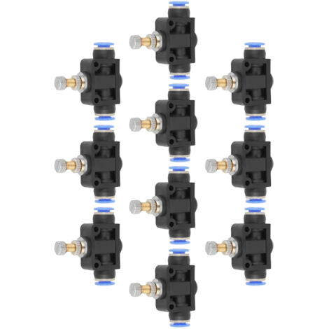 10 Stück 6-mm-Druck-Pneumatik-Durchflussregler, Luftgeschwindigkeitsregler