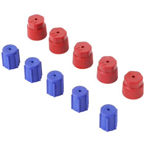 10 Stück AC R134A Ladeanschlusskappen 13 mm und 16 mm niedrig und hoch für Klimaanlage, Rot/Blau