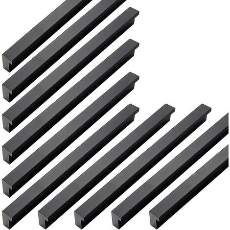 10 Stück Aluminiumlegierung Schranktürgriff Möbel Schubladengriffe Knöpfe, Lochmitte 128 mm, Schwarz