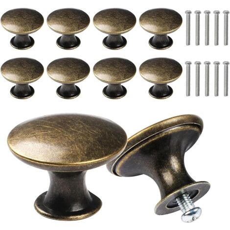 10 Stück Antike Bronze Schranktürknöpfe Vintage Runde Schubladengriff mit 10 Schrauben Möbelknöpfe Kommodenknöpfe, Schubladenknöpfe Set für Schrank Schublade